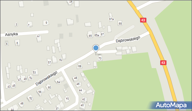 Krzepice, Dąbrowskiego, 72, mapa Krzepice