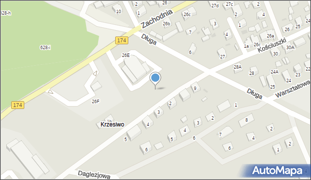 Krzyż Wielkopolski, Daglezjowa, 1a, mapa Krzyż Wielkopolski