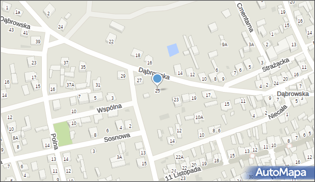 Łaskarzew, Dąbrowska, 25, mapa Łaskarzew