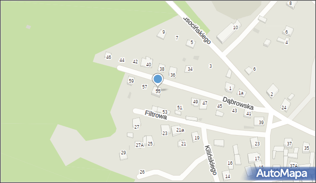 Łaskarzew, Dąbrowska, 55, mapa Łaskarzew