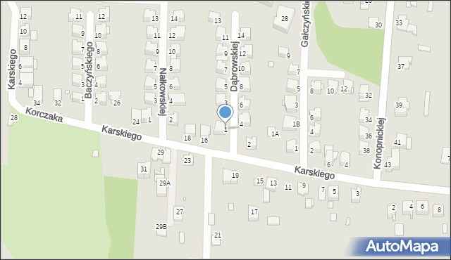 Łazy, Dąbrowskiej Marii, 1, mapa Łazy