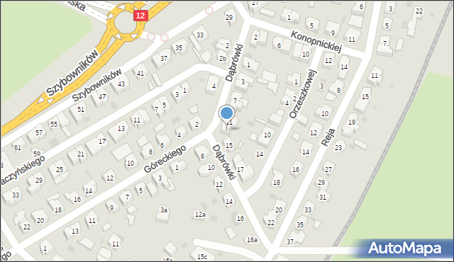 Leszno, Dąbrówki, 13, mapa Leszno