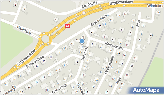 Leszno, Dąbrówki, 2, mapa Leszno