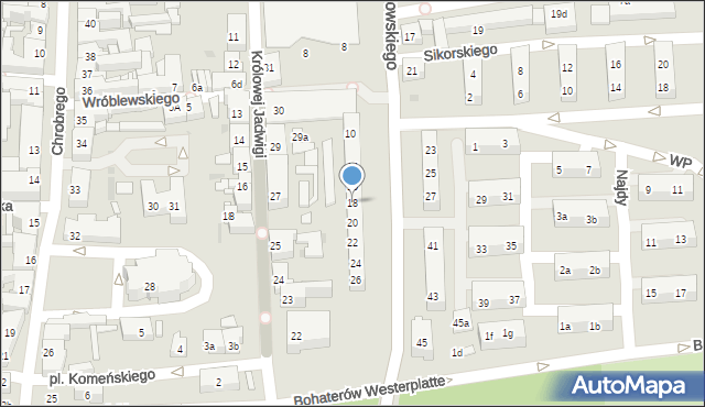 Leszno, Dąbrowskiego Jarosława, gen., 18, mapa Leszno