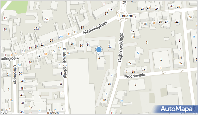 Leszno, Dąbrowskiego Jarosława, gen., 2, mapa Leszno