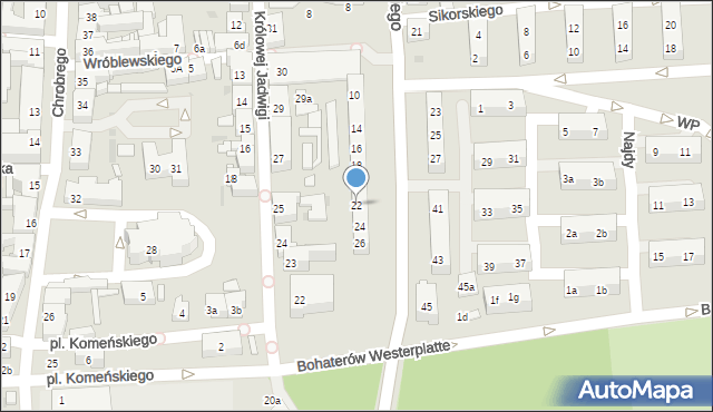 Leszno, Dąbrowskiego Jarosława, gen., 22, mapa Leszno