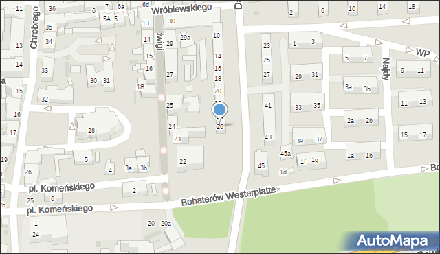 Leszno, Dąbrowskiego Jarosława, gen., 26, mapa Leszno