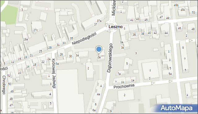 Leszno, Dąbrowskiego Jarosława, gen., 2a, mapa Leszno