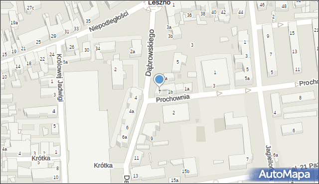 Leszno, Dąbrowskiego Jarosława, gen., 7, mapa Leszno