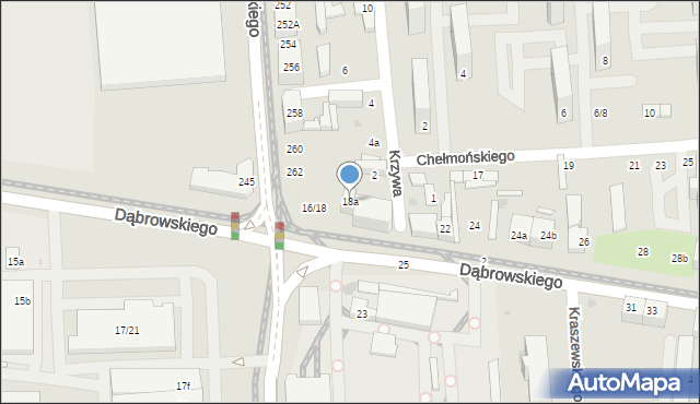 Łódź, Dąbrowskiego Jarosława, gen., 18a, mapa Łodzi