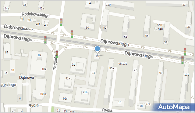 Łódź, Dąbrowskiego Jarosława, gen., 95, mapa Łodzi