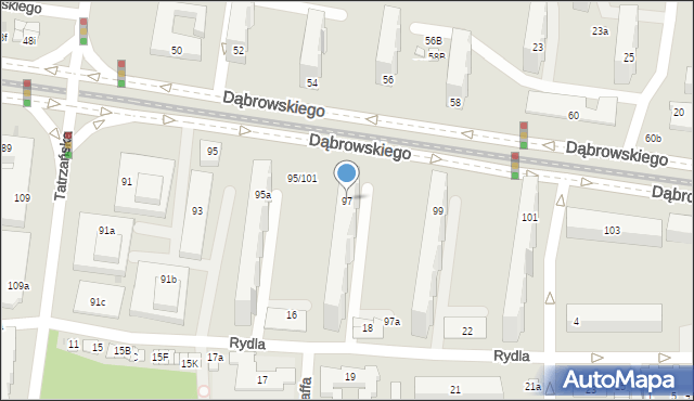 Łódź, Dąbrowskiego Jarosława, gen., 97, mapa Łodzi