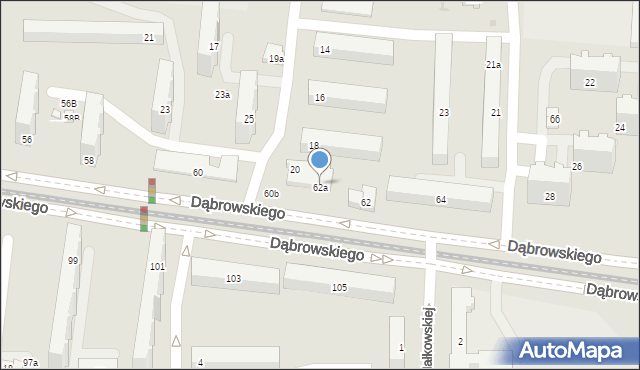 Łódź, Dąbrowskiego Jarosława, gen., 62a, mapa Łodzi