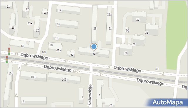 Łódź, Dąbrowskiego Jarosława, gen., 64, mapa Łodzi
