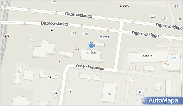 Łódź, Dąbrowskiego Jarosława, gen., 201/205, mapa Łodzi