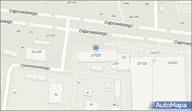 Łódź, Dąbrowskiego Jarosława, gen., 207/213, mapa Łodzi