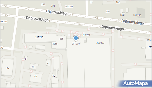 Łódź, Dąbrowskiego Jarosława, gen., 207/225, mapa Łodzi