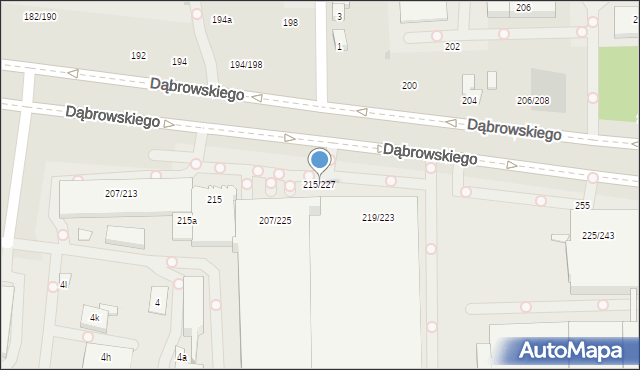 Łódź, Dąbrowskiego Jarosława, gen., 215/227, mapa Łodzi