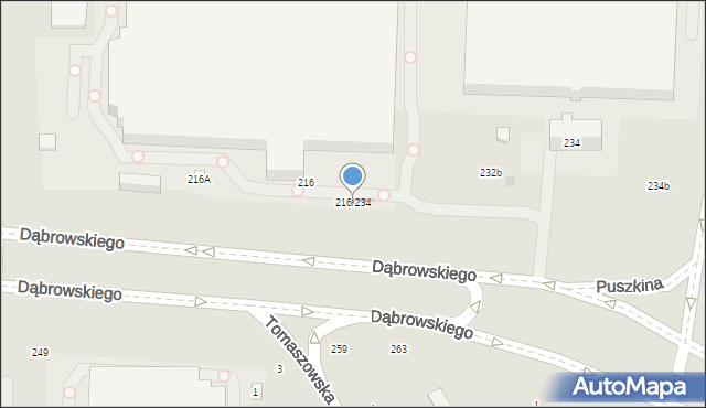 Łódź, Dąbrowskiego Jarosława, gen., 216/234, mapa Łodzi
