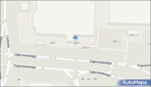 Łódź, Dąbrowskiego Jarosława, gen., 216, mapa Łodzi