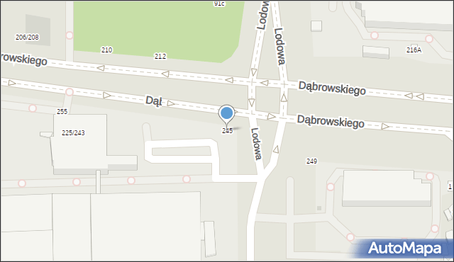 Łódź, Dąbrowskiego Jarosława, gen., 245, mapa Łodzi