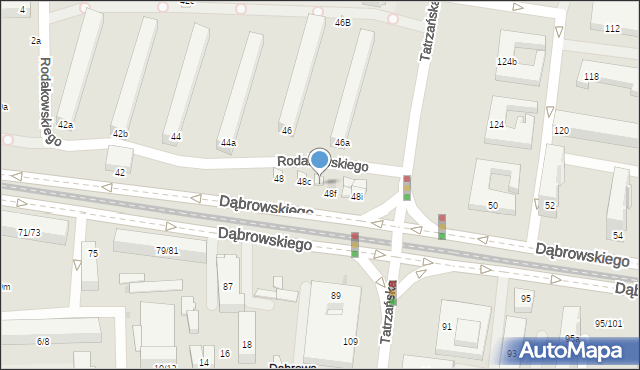 Łódź, Dąbrowskiego Jarosława, gen., 48e, mapa Łodzi