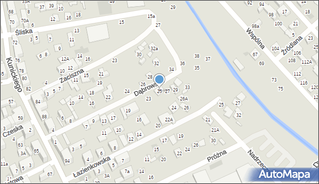 Lublin, Dąbrowska, 25, mapa Lublina