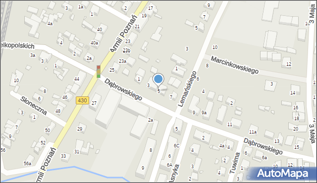 Luboń, Dąbrowskiego Henryka, gen., 5, mapa Luboń