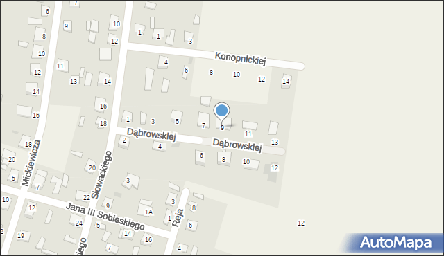 Mała Wieś, Dąbrowskiej Marii, 9, mapa Mała Wieś