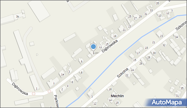 Mechlin, Dąbrowska, 7, mapa Mechlin