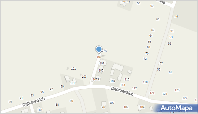 Michałowice, Dąbrowskich, 107, mapa Michałowice