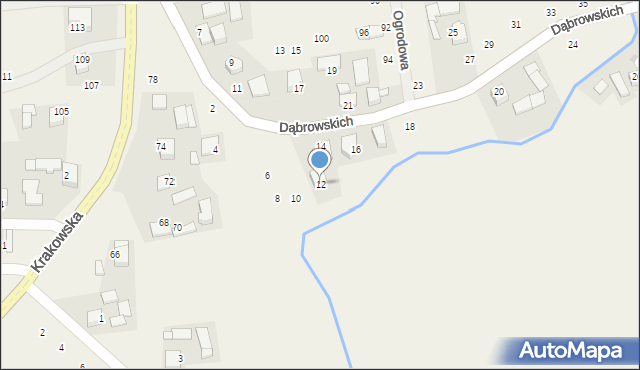 Michałowice, Dąbrowskich, 12, mapa Michałowice