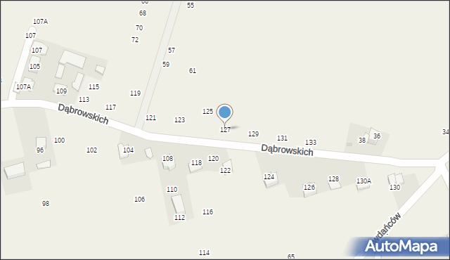 Michałowice, Dąbrowskich, 127, mapa Michałowice