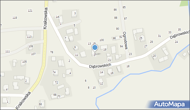 Michałowice, Dąbrowskich, 17, mapa Michałowice