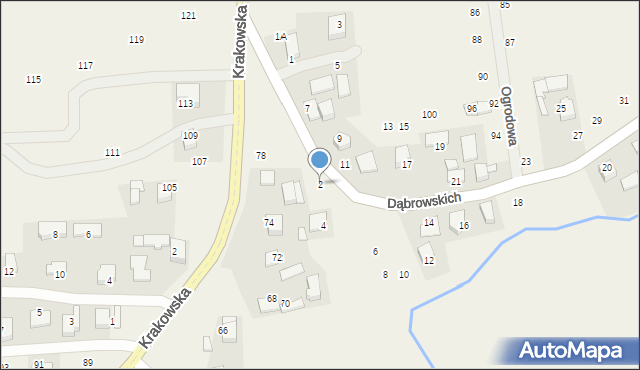 Michałowice, Dąbrowskich, 2, mapa Michałowice