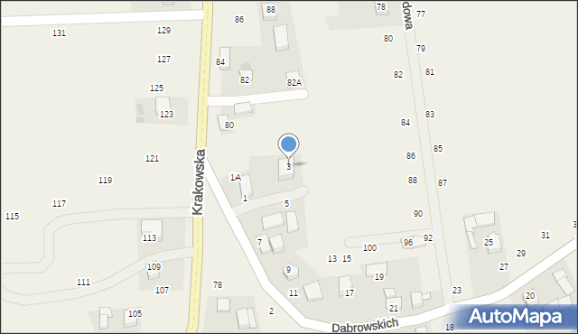 Michałowice, Dąbrowskich, 3, mapa Michałowice