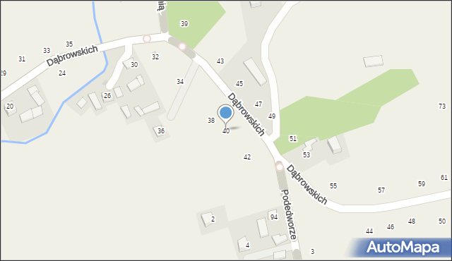 Michałowice, Dąbrowskich, 40, mapa Michałowice