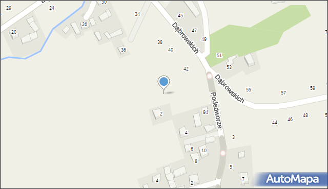 Michałowice, Dąbrowskich, 42a, mapa Michałowice