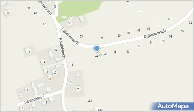 Michałowice, Dąbrowskich, 44, mapa Michałowice