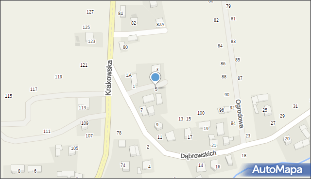 Michałowice, Dąbrowskich, 5, mapa Michałowice