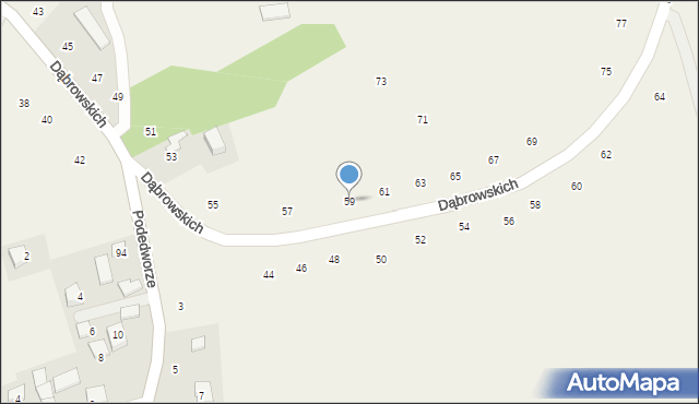 Michałowice, Dąbrowskich, 59, mapa Michałowice