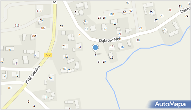 Michałowice, Dąbrowskich, 6, mapa Michałowice