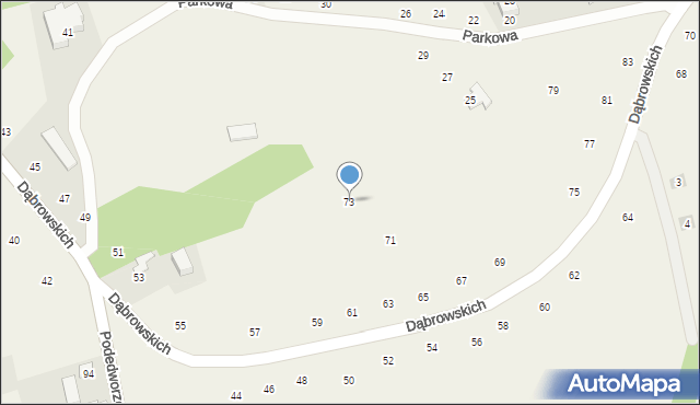 Michałowice, Dąbrowskich, 73, mapa Michałowice