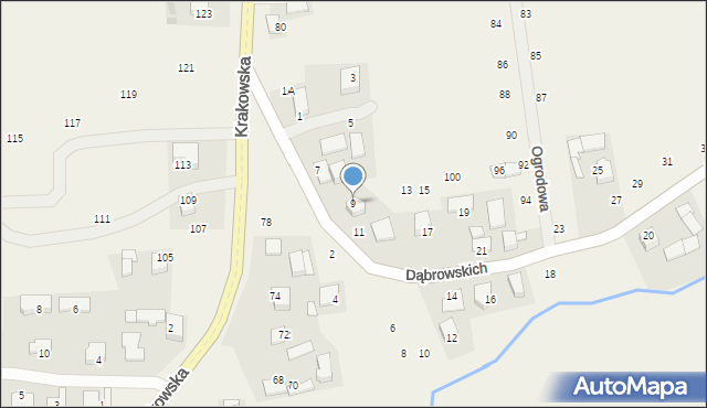 Michałowice, Dąbrowskich, 9, mapa Michałowice