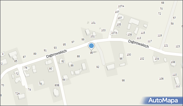 Michałowice, Dąbrowskich, 90, mapa Michałowice