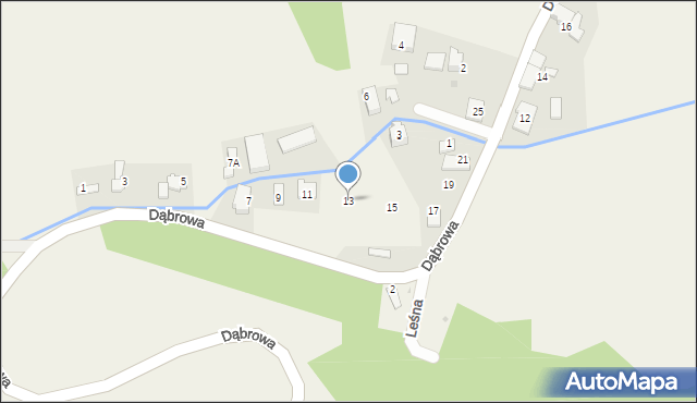 Miejsce Odrzańskie, Dąbrowa, 13, mapa Miejsce Odrzańskie