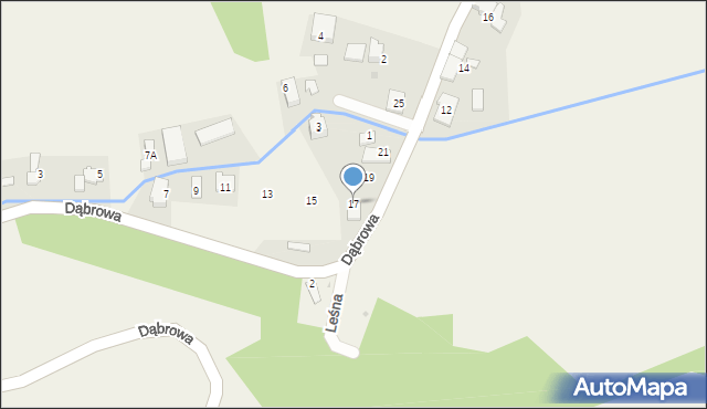 Miejsce Odrzańskie, Dąbrowa, 17, mapa Miejsce Odrzańskie