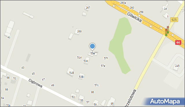 Mikołów, Dąbrowa, 53e, mapa Mikołów