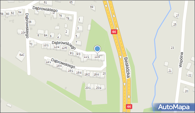 Mikołów, Dąbrowskiego Henryka, gen., 11/4, mapa Mikołów