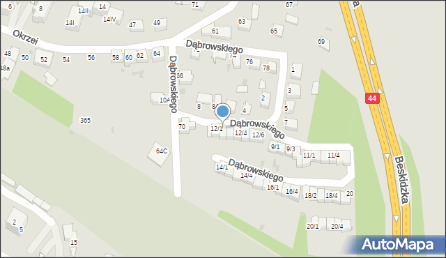 Mikołów, Dąbrowskiego Henryka, gen., 12/2, mapa Mikołów